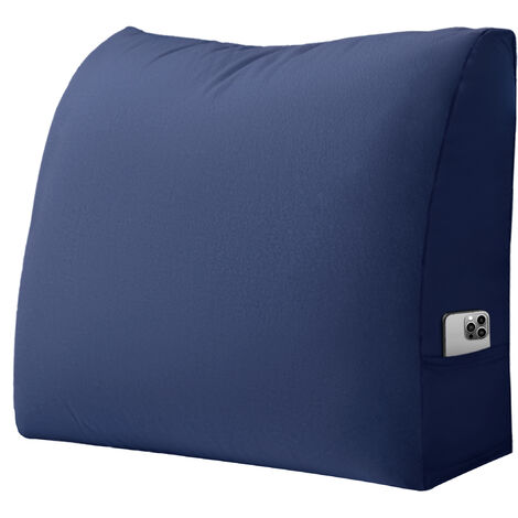 VERCART Coussin de Lecture, Oreiller Traversin Soutien Dorsal, Triangulaire Coussin à Coins, Gros Coussin Canapé, Coussin tête de Lit Dossier, Oreiller de Repos Cale Dos, Bleu