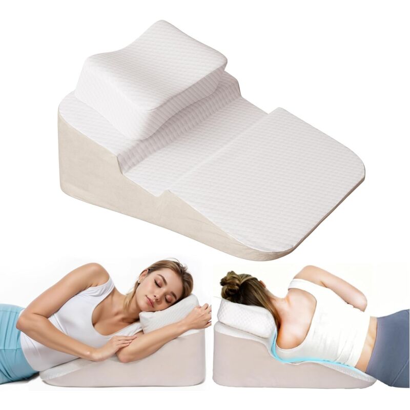 Vercart - Coussin de lit pour dormir sur le dos et le côté, oreiller anti-reflux acide avec appuie-tête