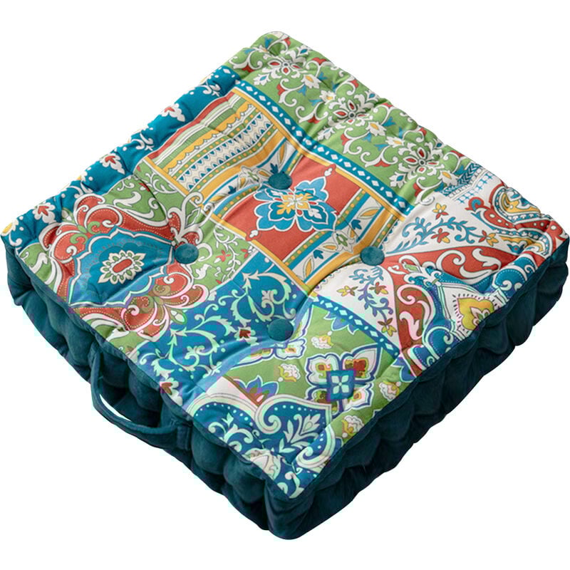 Vercart - Coussin de Sol Exotique Persan, Motif Cachemire Méditation Yoga Coussin de Siège Style Classique Bouton Touffeté Carré Pouf Tatami Oreiller