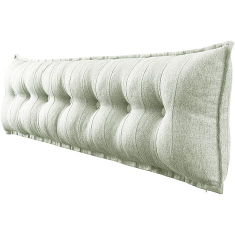 VERCART Cuscino da letto decorativo grande, cuscino da lettura con bottoni, cuscino per il corpo per chi dorme di lato, misto lino avorio, 200 x 8 x 50 cm
