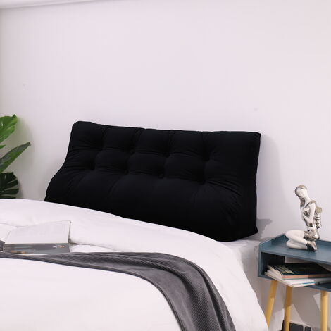 VERCART Cuscino da lettura a cuneo, triangolare, supporto per letto, schienale, poggiatesta, supporto per la schiena, cuscino decorativo, velluto nero, 120 x 25 x 55 cm