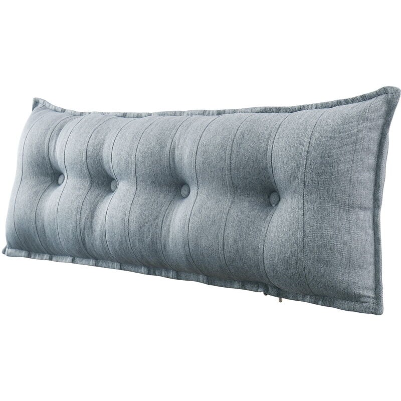 VERCART Grand Oreiller de Lit Décoratif, Coussin de Lecture Capitonné de Boutons, Oreiller de Corps pour Dormeur Latéral, Gris Mélange de lin, 120 x