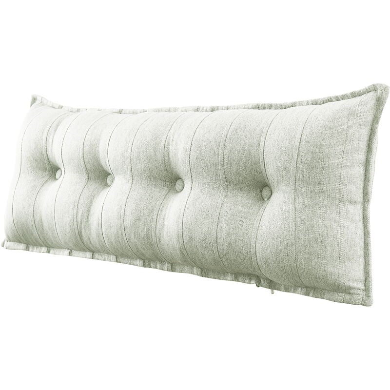 Vercart - Grand Oreiller de Lit Décoratif, Coussin de Lecture Capitonné de Boutons, Oreiller de Corps pour Dormeur Latéral, Beige Mélange de lin, 120