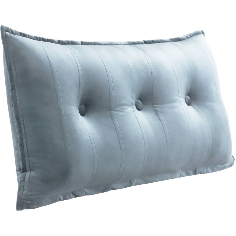 Vercart - Grand Oreiller de Lit Décoratif, Coussin de Lecture Capitonné de Boutons, Oreiller de Corps pour Dormeur Latéral, Gris Velours, 100 x 8 x