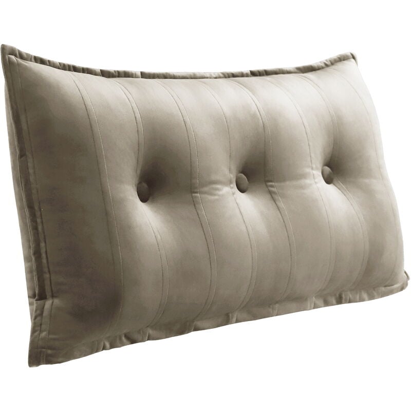 Vercart - Grand Oreiller de Lit Décoratif, Coussin de Lecture Capitonné de Boutons, Oreiller de Corps pour Dormeur Latéral, Brun Clair Velours, 100 x