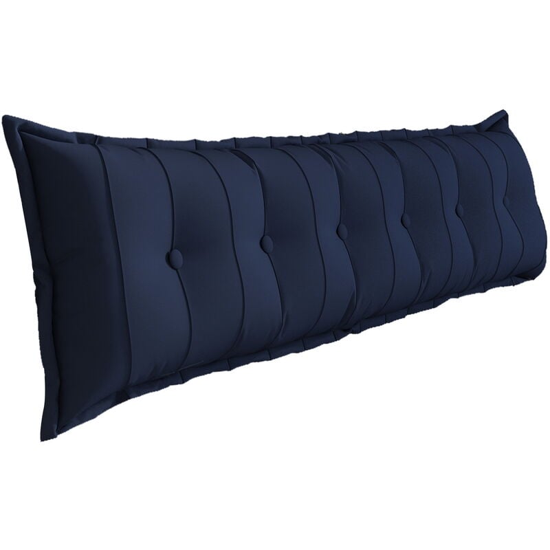 Vercart - Grand Oreiller de Lit Décoratif, Coussin de Lecture Capitonné de Boutons, Oreiller de Corps pour Dormeur Latéral, Bleu ,180 x 8 x 50 cm
