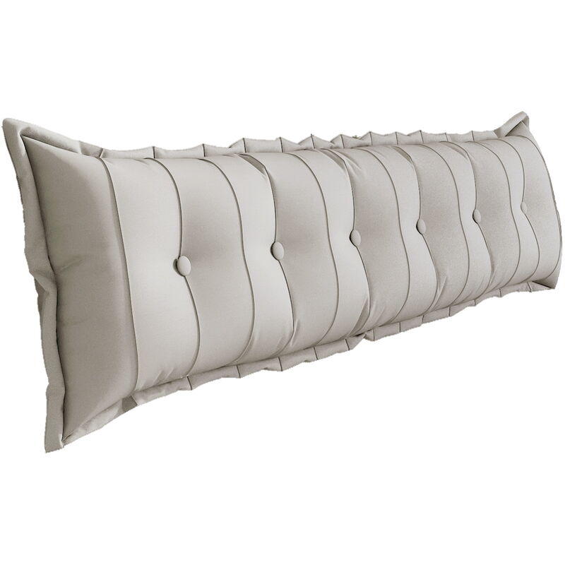 Vercart - Grand Oreiller de Lit Décoratif, Coussin de Lecture Capitonné de Boutons, Oreiller de Corps pour Dormeur Latéral, Blanc ,180 x 8 x 50 cm