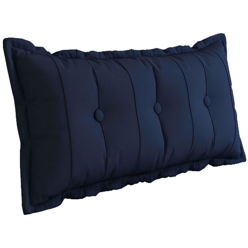 Vercart - Grand Oreiller de Lit Décoratif, Coussin de Lecture Capitonné de Boutons, Oreiller de Corps pour Dormeur Latéral, Bleu ,100 x 8 x 50 cm