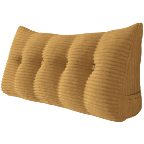 VERCART Großes Bettruhe Keilkissen, Lang Lesekissen, Dekoratives Kopfteilkissen, Dreieckiges Rückenkissen, Loungekissen für Tagesbett oder Couch, Kordsamt Dunkelgelb 140cm