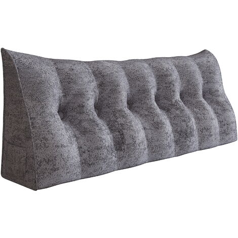 VERCART Großes Bettruhe Keilkissen, Lang Lesekissen, Dekoratives Kopfteilkissen, Dreieckiges Rückenkissen, Loungekissen für Tagesbett oder Couch,Braun,180x50x20CM