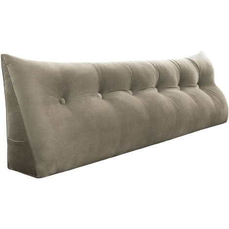 VERCART Großes Keil Lesekissen, Langes Bettruhe Rückenkissen, Dekoratives Kopfteilkissen, Dreieckiges Positionierungs Körperkissen für Tagesbett oder Couch, Samt Bräunen, 180cm