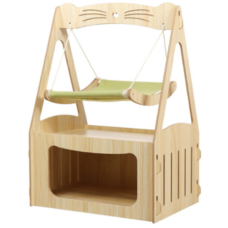 VERCART Maison pour Chat, en bois, avec hamac, Lit pour Chat, Niche pour Chat