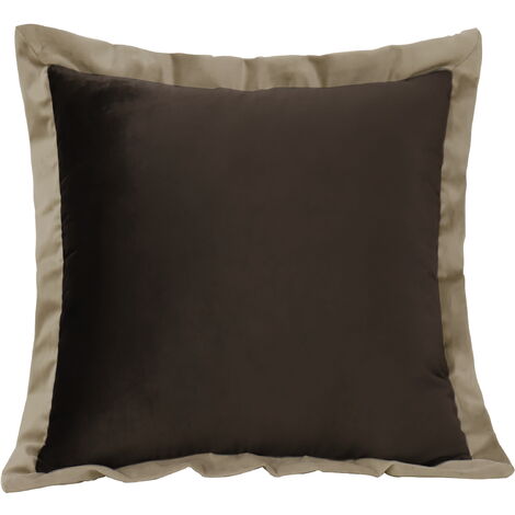 VERCART Taie d'Oreiller Décorative Double Face en Velours Taie d'Oreiller à Fermeture Éclair, Insert d'Oreiller Non Inclus, Marron, 80x80cm