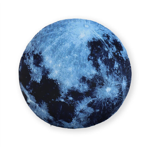 VERCART Thème du Système Solaire Lune Noire Oreiller Décoratif Science Éducatif Oreiller de Jeu pour Enfants Oreiller de Sol pour Chambre d'Enfant, Bleu Foncé, 25x25x6cm