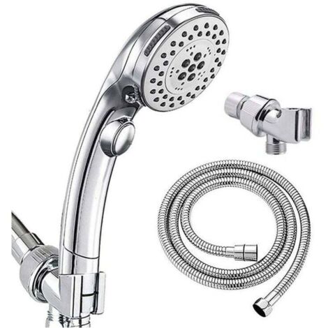 Verchromter Duschkopf mit Stopptaste, 5-Strahl-Handbrause, Antikalkdüsen, Universalausführung