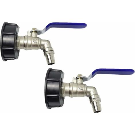 Verchromter Messing-Wasserhahnanschluss für IIBC 3/4"-Doppelhahn, PP-Grobgewinde 60 mm, 2 Stück