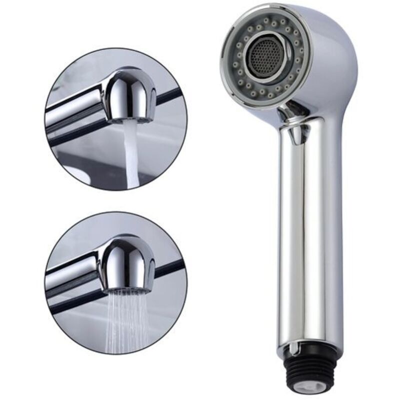 Image of Verchromter Wasserhahn-Brausekopf mit 2 Strahlarten, Küchenarmatur-Duschkopf