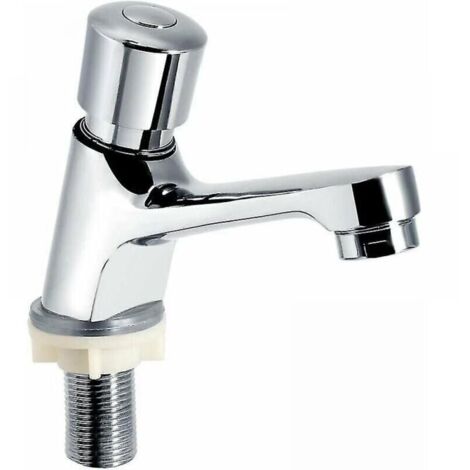 Verchromter Wasserhahn mit automatischer Abschaltfunktion und Wassersparfunktion für Küchen- und Badezimmerwaschbecken (silber)