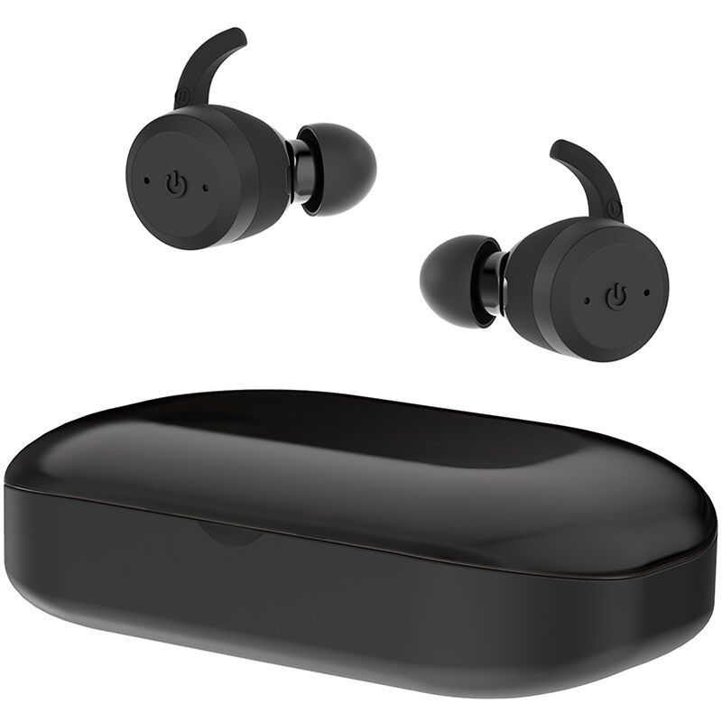 

Verdadero auricular inalambrico Bluetooth 5.0 con caja de carga Microfono Gemelos Auriculares estereo con gancho para la oreja Auriculares