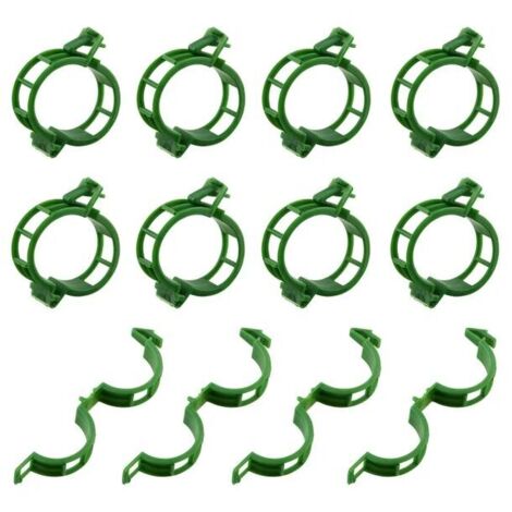 (Verde) 100 clips de soporte para plantas, clips de plástico para enredaderas, clip fijo para enredaderas