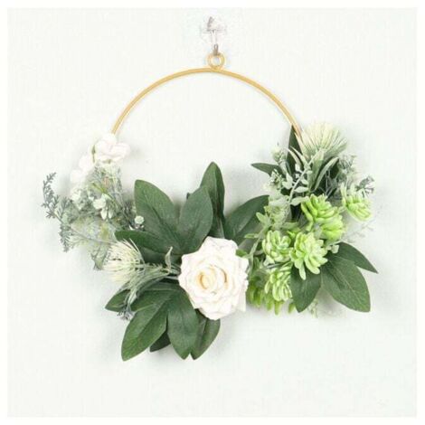 Verde - Corona decorativa de 30cm con anillos de metal - Diseño circular - Corona de pared de eucalipto - Para exteriores, bodas y hogares