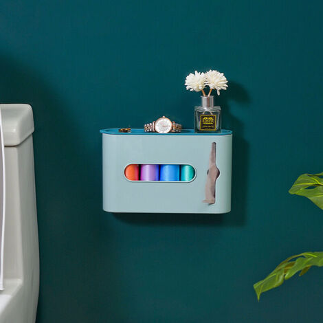 (Verde) Dispensador de bolsas de basura, dispensador autoadhesivo de pared, soporte para bolsas de plástico, dispensador de bolsas de compras para el hogar, la cocina y el baño.