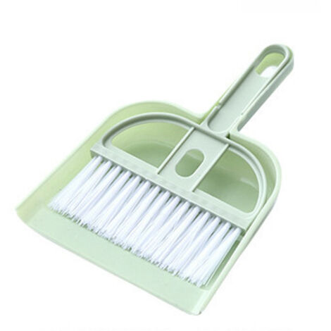 (Verde) Escoba pequeña y recogedor para el hogar Mini recogedores con juego de cepillos