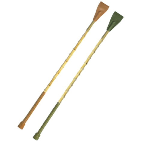 Verde - Frustino da salto in bamboo con puntale in cuoio