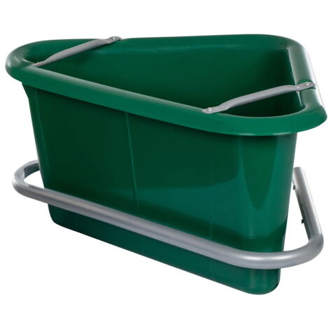 Verde - Mangiatoia trinagolare per cavalli con telaio metallico e maniglia  capacità 30 litri