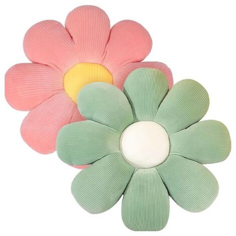 (Verde + Rojo) Juego de 2 cojines de suelo florales, cojín de suelo de tatami grande de 40 cm con forma de flor, cojín de felpa suave para coche, hogar, sofá y silla.