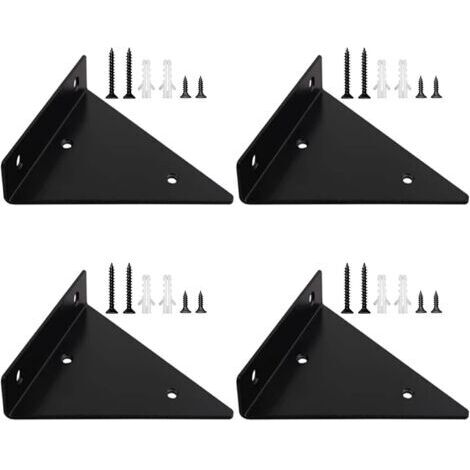 Verdeckte dreieckige Wandhalterung aus robustem Metall, inklusive Schrauben, geeignet für Regale, Badezimmer, Wohnzimmer und Küchen (schwarz).