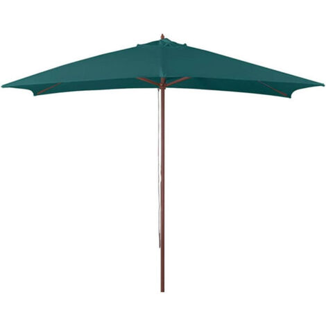 VERDELOOK Ombrellone in Legno a carrucola, 3x3 m, Verde Scuro, per arredo Esterni Giardino