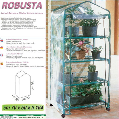 VERDEMAX SERRA AZALEA CM 70X50X158H 4 RIPIANI ACCESSORI GIARDINAGGIO PIANTE FIORI