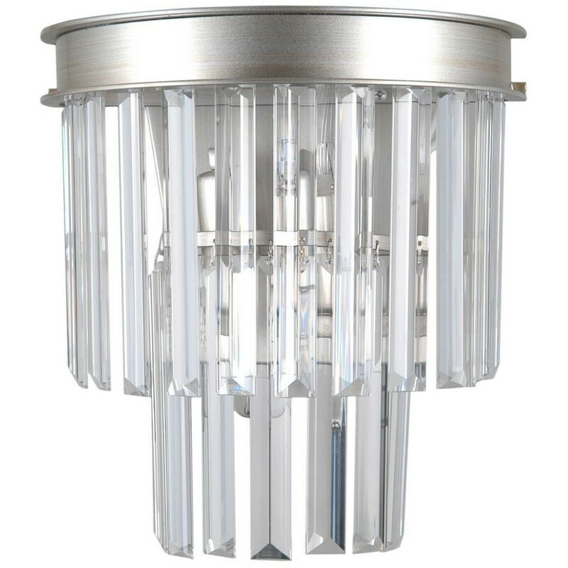 Italux - Verdes - Wall Lamp Silver 2 Light with Crystal Glass Shade, E14