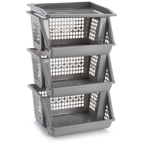 Verdulero apilable 3 pisos gris