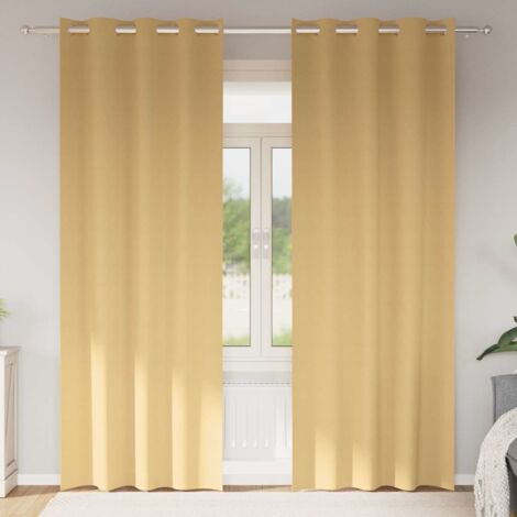 Verdunkelungs-Vorhänge mit Ringen Beige Polyester vidaXL