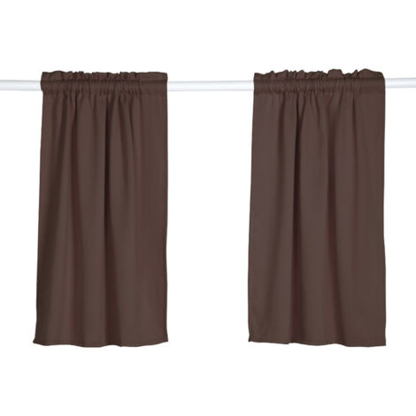 Verdunkelungsvorhänge 89 x 89 cm – JINFGERNE – 2 Paneele in Kaffeebraun mit silbernen Ösen, Wärme- und Schalldämmung, eleganter Stil für Ihr Interieur