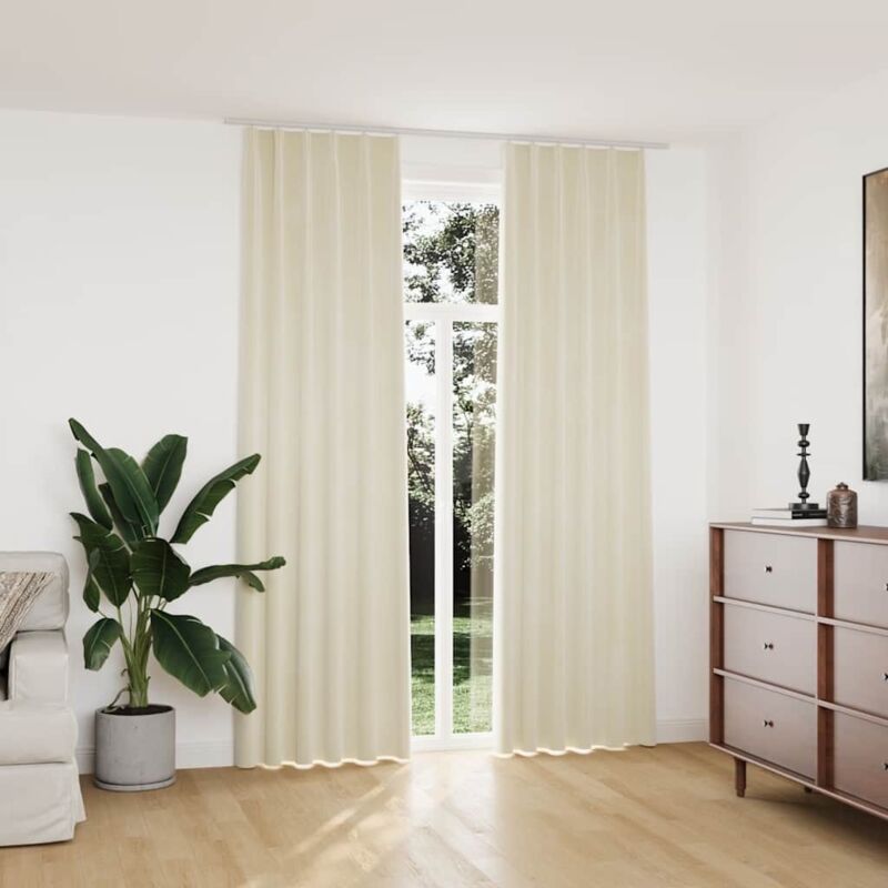 Verdunkelungsvorhänge Mit Haken 2 Stk. Samt Creme 140x245cm Vidaxl