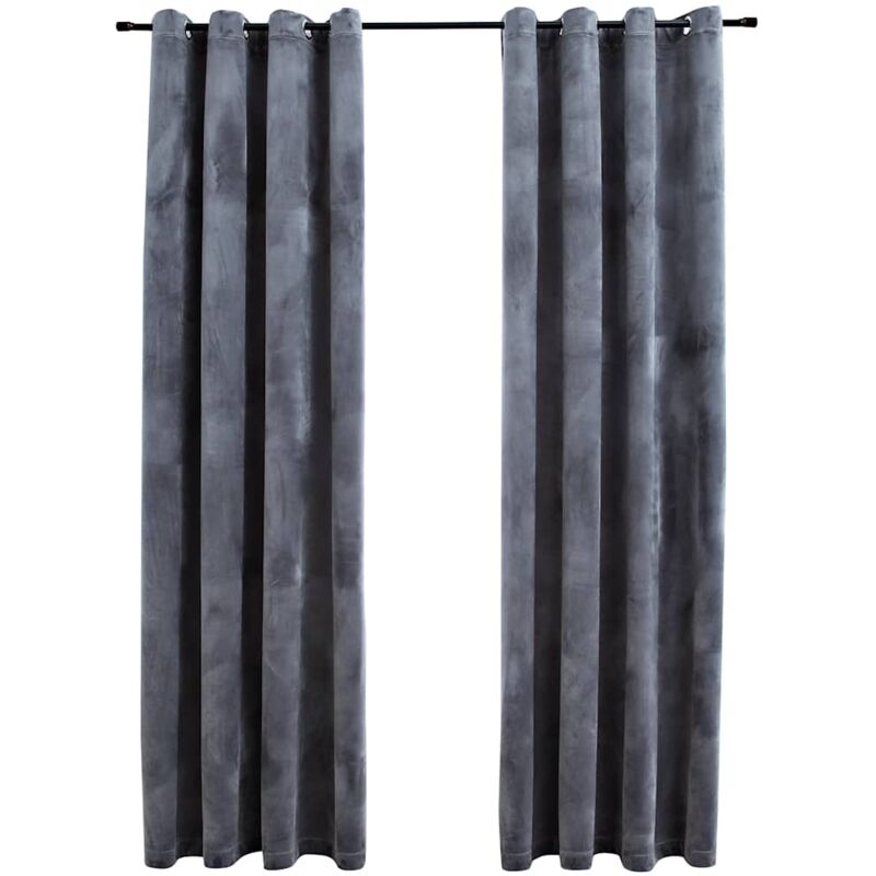 Verdunkelungsvorhänge Mit Ösen 2 Stk. Samt Anthrazit 140x245 Cm Vidaxl