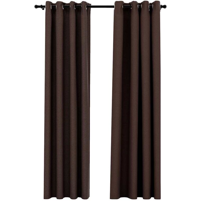 Verdunkelungsvorhänge Ösen Leinenoptik 2 Stk. Taupe 140x225 Cm Vidaxl