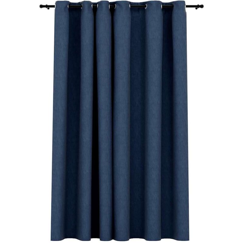 Vidaxl Verdunkelungsvorhang Leinenoptik Mit Ösen Blau 290x245 Cm