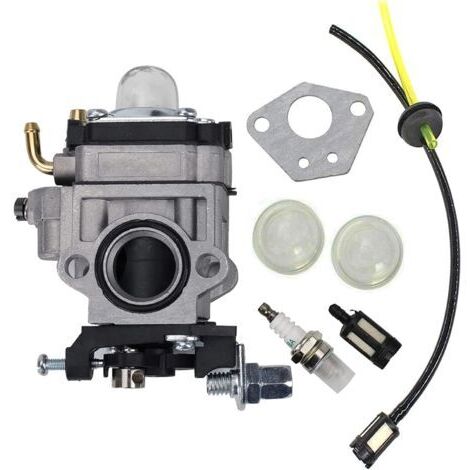 Vergaser für 52-cm³-, 49-cm³-, 43-cm³- und 40-cm³-Zweitakt-Motoren für Freischneider. Vergaser-Reparatursatz mit Dichtung, Schlauch, Zündkerze und Kraftstofffilter.
