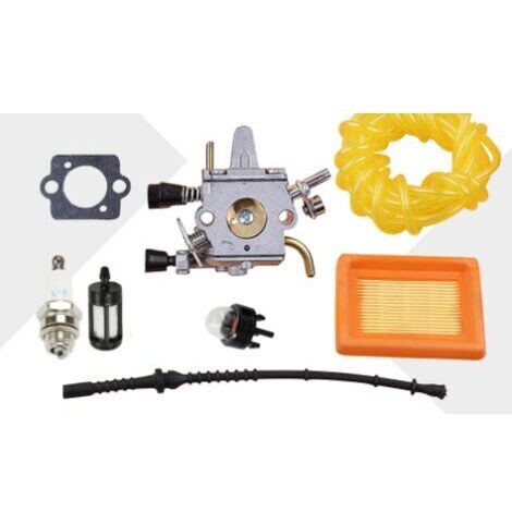 Vergaser für Stihl FS120, FS200, FS250, FS300, FS350, FS400, FS450, FS480, FR350, FR450 und FR480 Motorsense. Ersetzt die Teilenummern 4134 120 0653 und 4134 120 0603. Inklusive Luftfilter, Zündkerze 