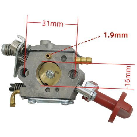 Vergaser geeignet für Kettensägen CS2600, CS2600C, CS2600ES, CS2700, 909-203 Zweitaktmotoren, hohe Kraftstoffzerstäubungseffizienz, leichtgängige Kaltstart-Drosselklappe.