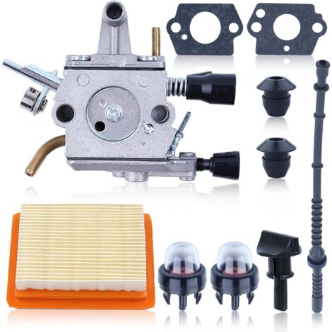Vergaser-Reparatursatz für Stihl FS120, FS200, FS020, FS202, FS300 und FS350 Motorsensen, mit Dichtung, Luftfilter, Kraftstoffschlauch und Primerpumpe