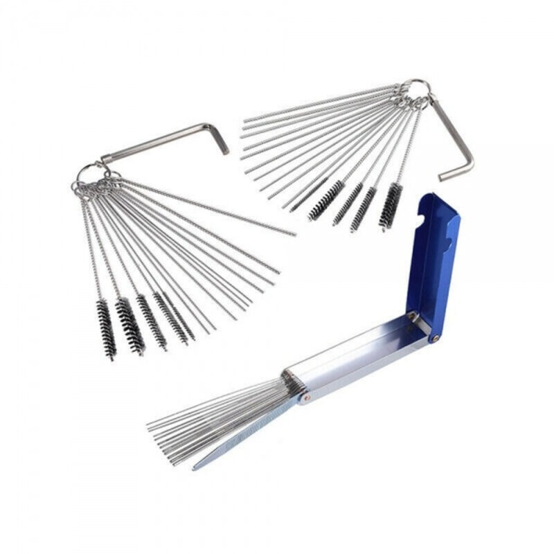 Image of Vergaserreinigungsset: 20 Nadeln, 13 Drähte, 10 Bürsten, 3-teiliges Schmutzreinigungswerkzeug