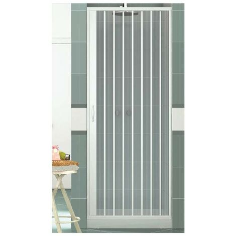 Porte de douche accordéon blanc en pvc ouverture laterale cabine de douche pour niche