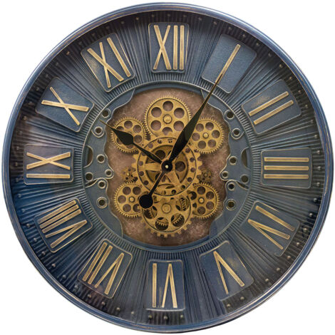 ANTIC LINE CRÉATIONS Verglaste Eisenuhr mit Räderwerk 70 cm