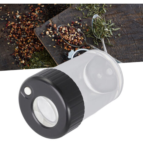 Vergrößerungsglas mit LED – Multifunktionales, wasserdichtes Vergrößerungsglas – Acryl mit 8 LEDs – Löffelpinsel, Datenkabel – Schwarz (für Reisen/Zuhause)