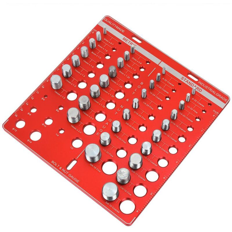 Ej.life - Vérificateur de Filetage D'écrou et de Boulon 34, Gain de Temps, Jauge D'identification de Filetage en Pouces et Métrique pour Diverses